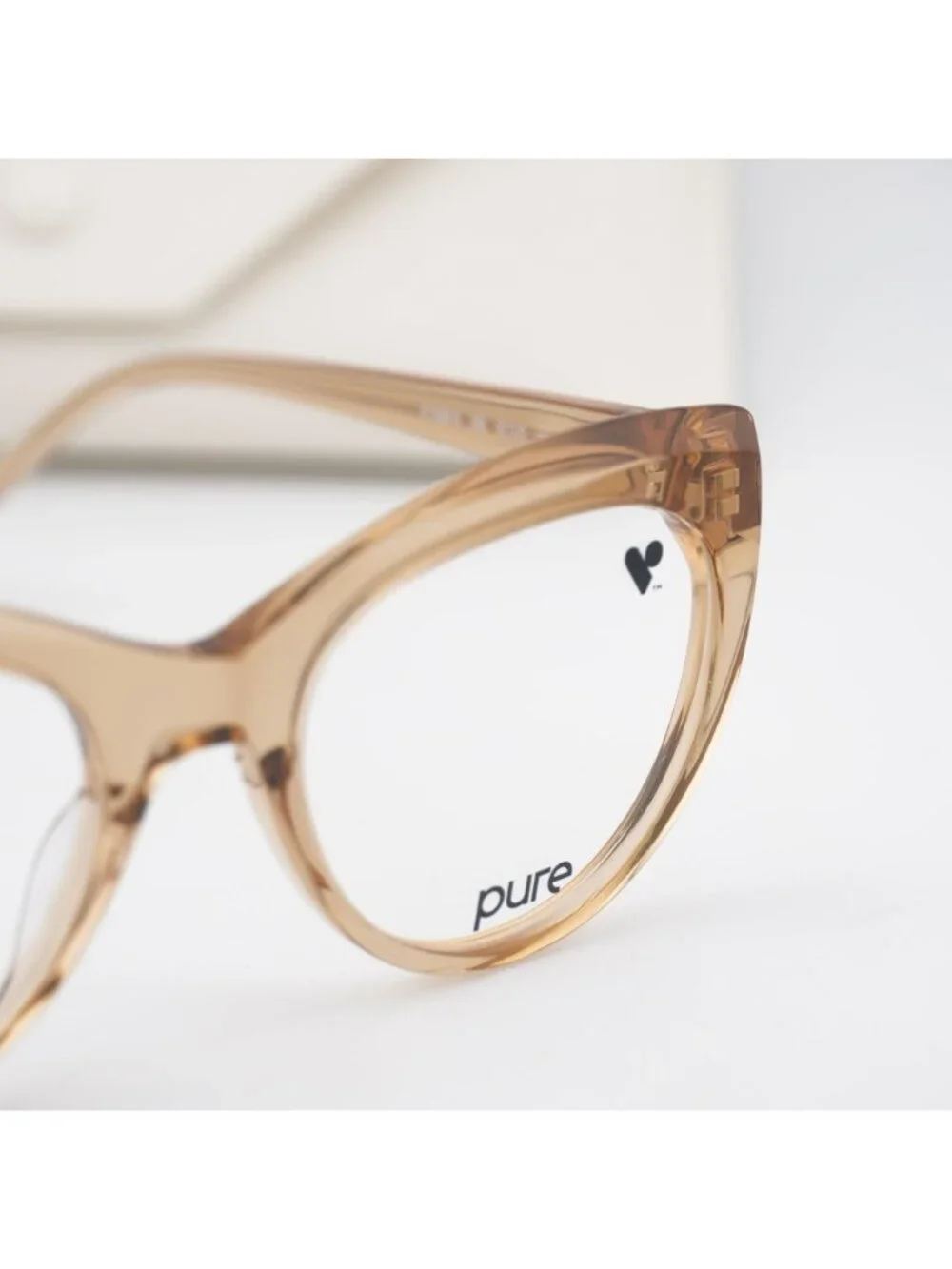 Pure P-7009 N 250 Cat Eye Eyeglasses 52mm – Transparent Camel